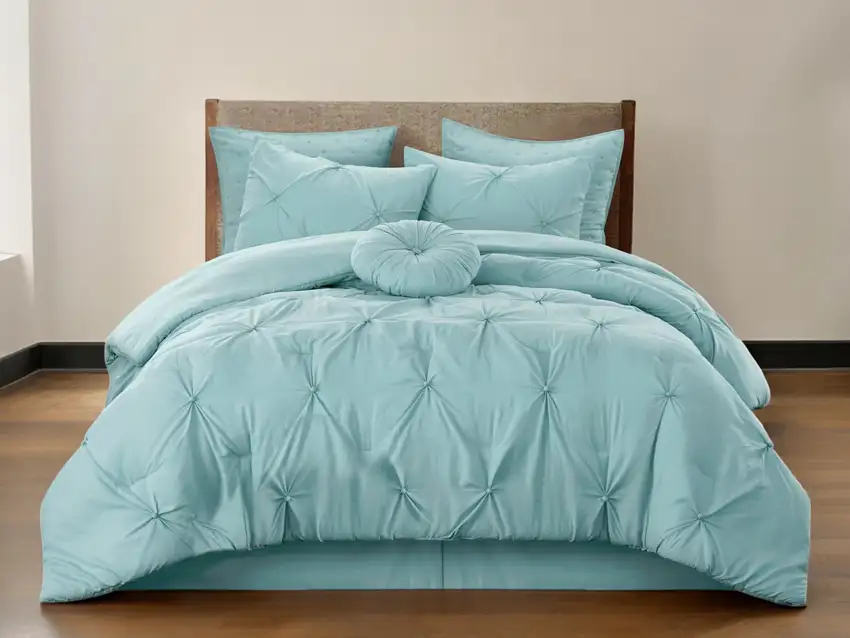 Blue King Polyester 140 Thread Count Washable Down Comforter Set Photo 1