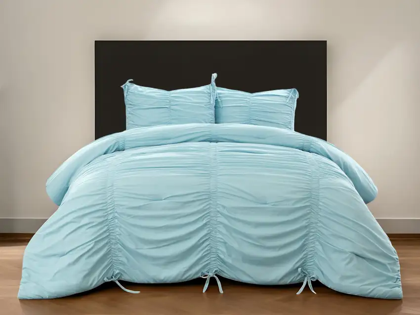 Blue King Polyester 180 Thread Count Washable Down Comforter Set Photo 2
