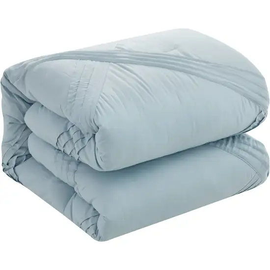 Blue King Polyester 180 Thread Count Washable Down Comforter Set Photo 1