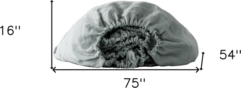 Blue Linen Full Double Fitted sheet Photo 4