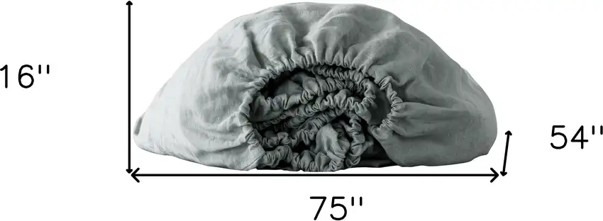 Blue Linen Full Double Fitted sheet Photo 4