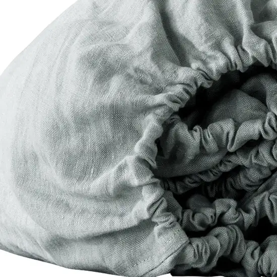 Blue Linen Full Double Fitted sheet Photo 2