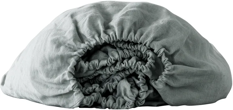 Blue Linen Full Double Fitted sheet Photo 1