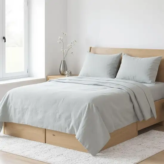 Blue Linen King Flat Sheet Photo 2