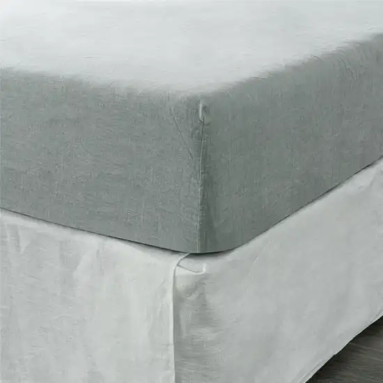 Blue Linen Twin Fitted Sheet Photo 5