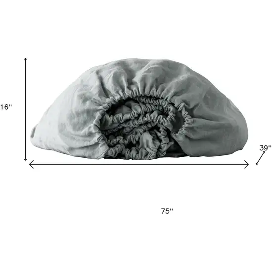 Blue Linen Twin Fitted Sheet Photo 6