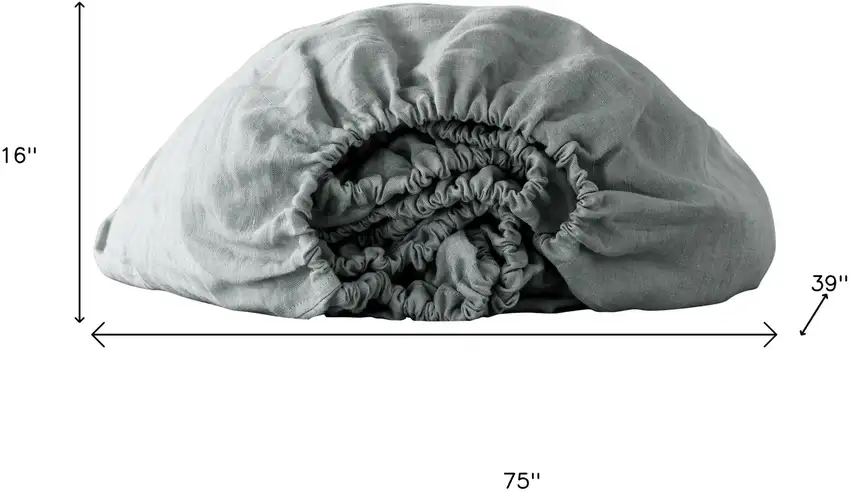 Blue Linen Twin Fitted Sheet Photo 6