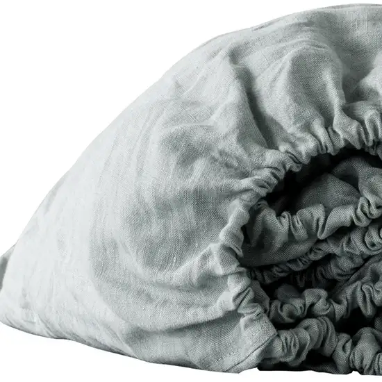 Blue Linen Twin Fitted Sheet Photo 3