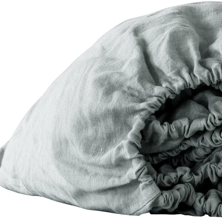 Blue Linen Twin Fitted Sheet Photo 3