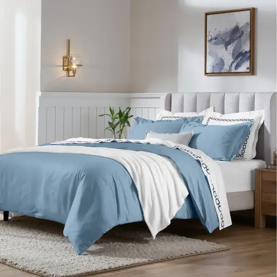 Blue Queen Cotton Blend Washable Duvet Cover Set Photo 4
