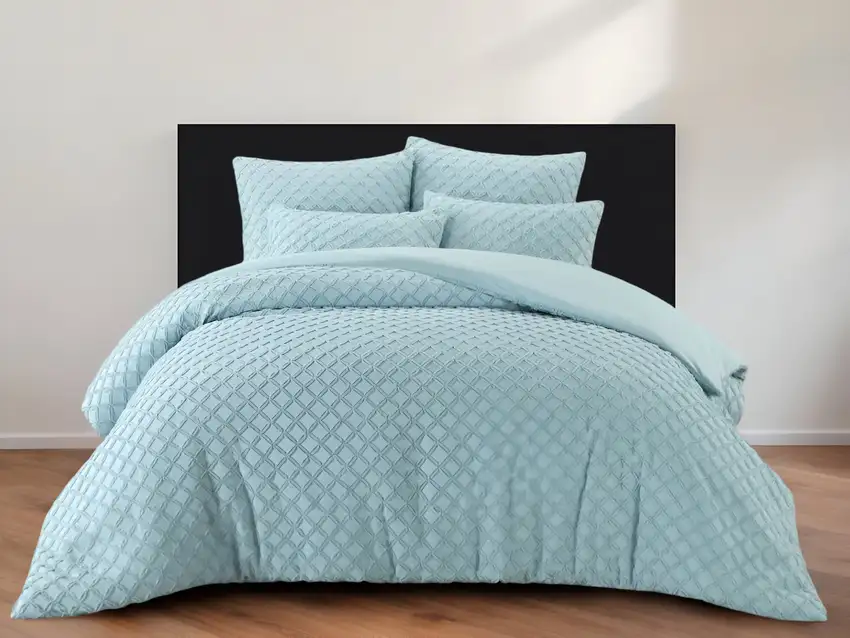 Blue Queen Polyester 180 Thread Count Washable Duvet Cover Set Photo 1