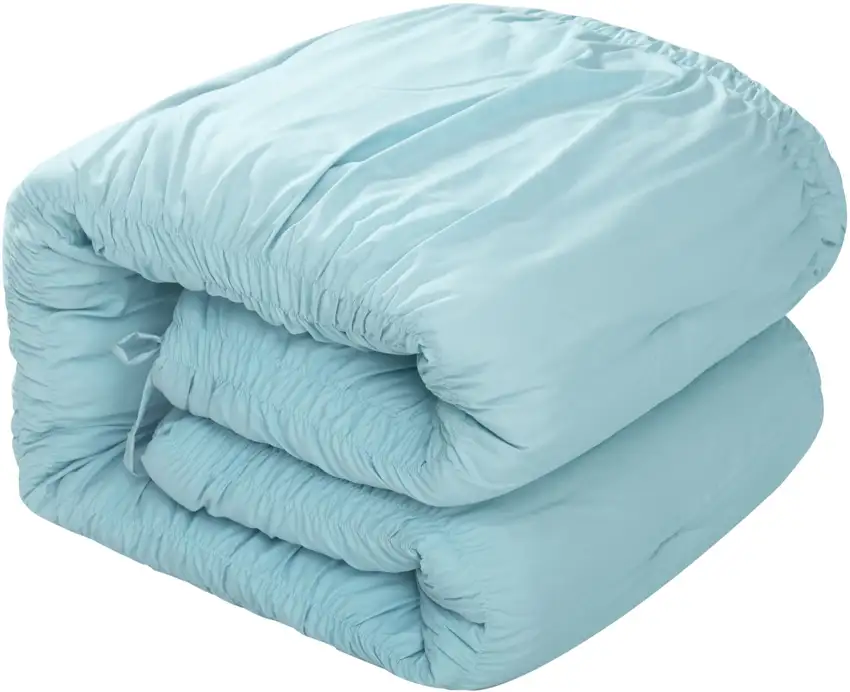 Blue Queen Polyester 180 Thread Count Washable Down Comforter Set Photo 2