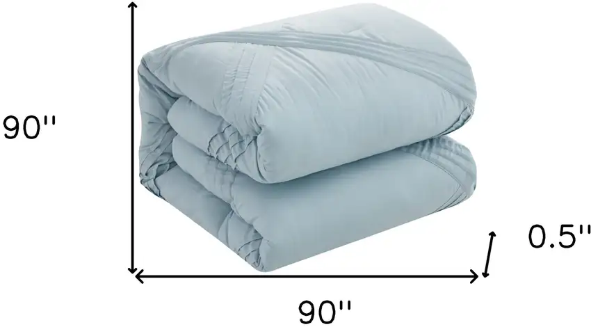 Blue Queen Polyester 180 Thread Count Washable Down Comforter Set Photo 9