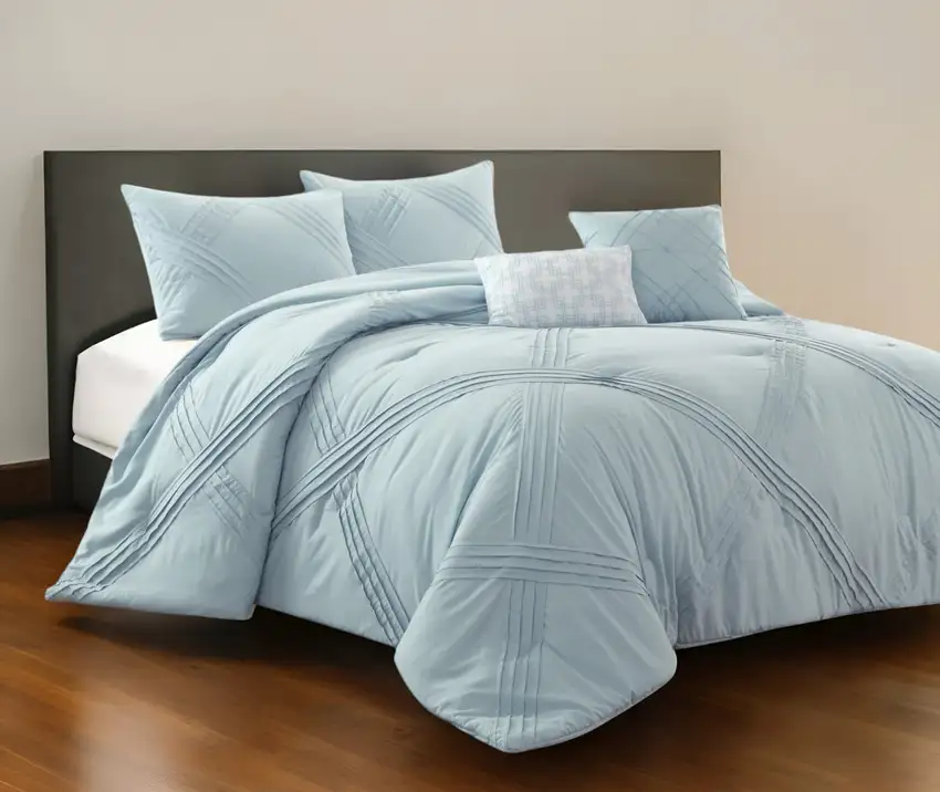 Blue Queen Polyester 180 Thread Count Washable Down Comforter Set Photo 1