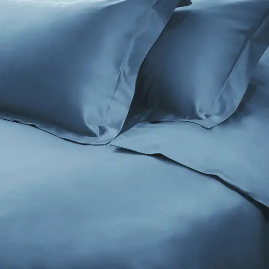 Blue Twin Cotton Blend Washable Duvet Cover Set With Sham Photo 6