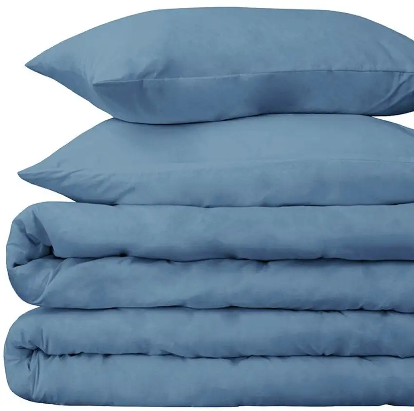 Blue Twin Cotton Blend Washable Duvet Cover Set With Sham Photo 4
