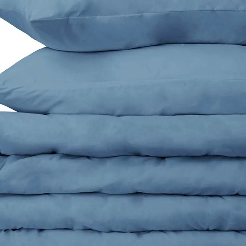 Blue Twin Cotton Blend Washable Duvet Cover Set With Sham Photo 3