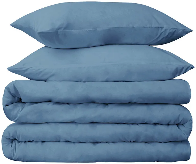 Blue Twin Cotton Blend Washable Duvet Cover Set With Sham Photo 2