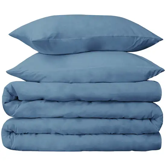 Blue Twin Cotton Blend Washable Duvet Cover Set With Sham Photo 2