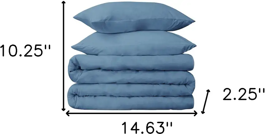 Blue Twin Cotton Blend Washable Duvet Cover Set With Sham Photo 6