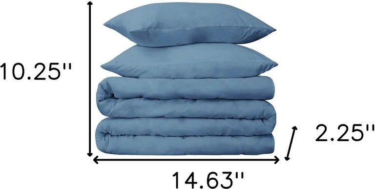 Blue Twin Cotton Blend Washable Duvet Cover Set With Sham Photo 2