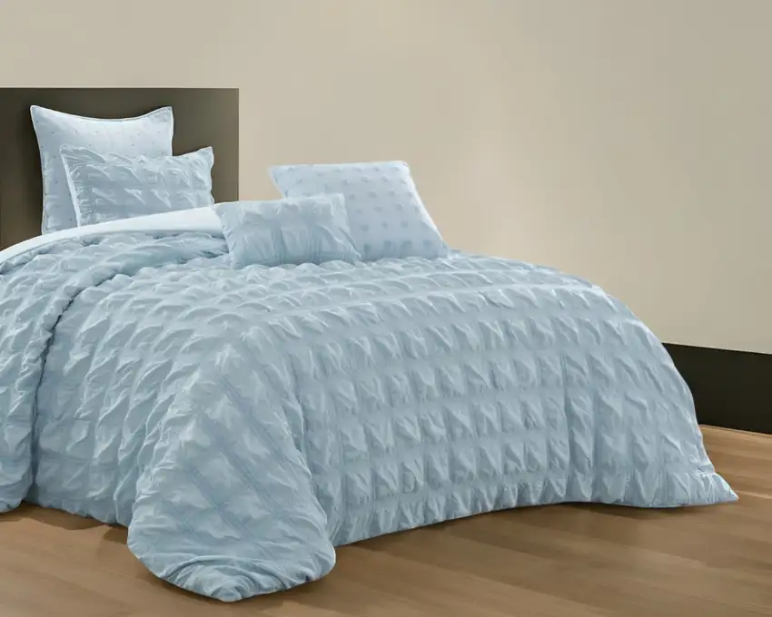 Blue Twin Polyester 180 Thread Count Washable Duvet Cover Set Photo 2