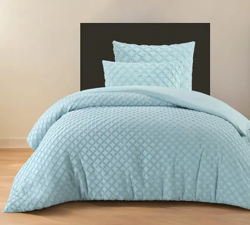 Blue Twin Polyester 180 Thread Count Washable Duvet Cover Set Photo 2