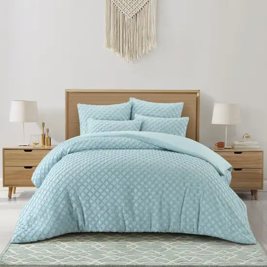 Blue Twin Polyester 180 Thread Count Washable Duvet Cover Set Photo 7