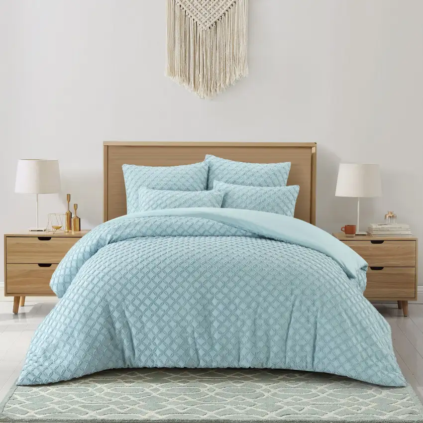 Blue Twin Polyester 180 Thread Count Washable Duvet Cover Set Photo 7