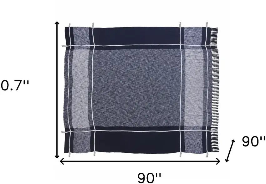 Blue Woven Cotton Geometric Throw Photo 8