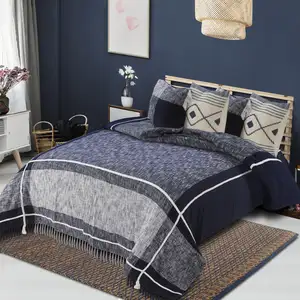 Photo of Blue Woven Cotton Geometric Throw