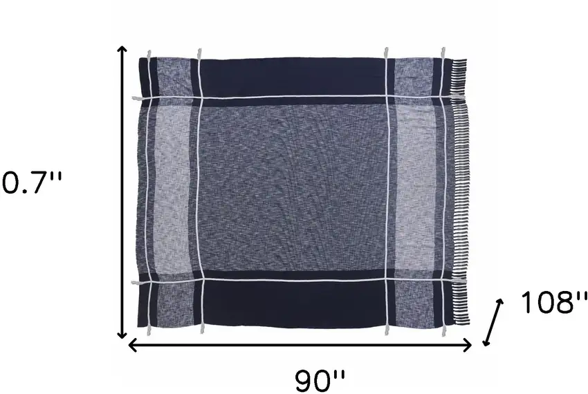 Blue Woven Cotton Geometric Throw Photo 8