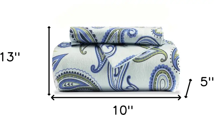 Blue and Green  Cotton Blend 0 Thread Count Washable Duvet Cover Set Photo 8