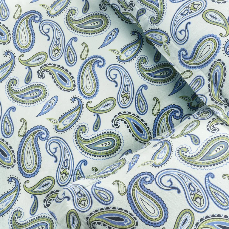 Blue and Green Cotton Blend 0 Thread Count Washable Duvet Cover Set Photo 4