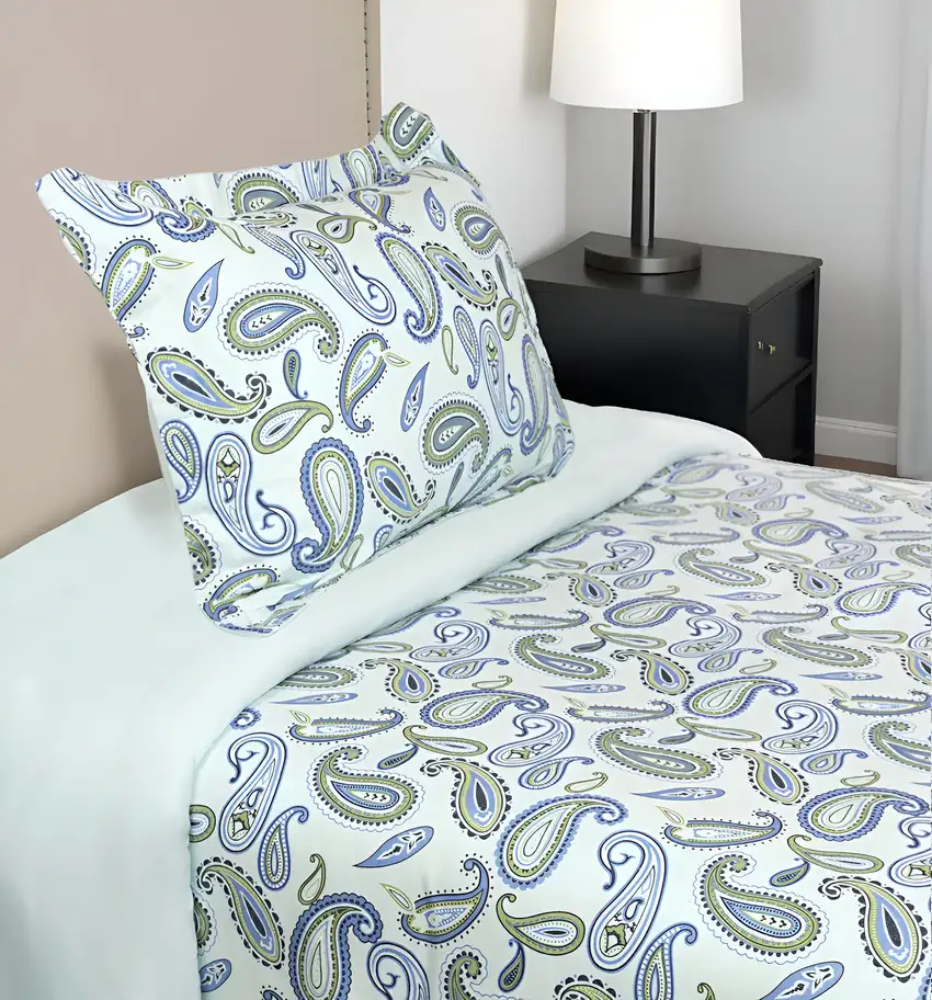 Blue and Green  Cotton Blend 0 Thread Count Washable Duvet Cover Set Photo 2