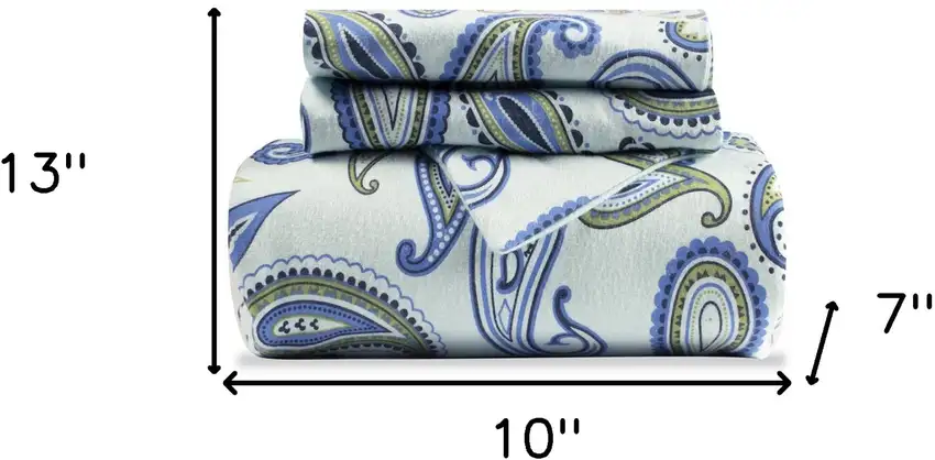 Blue and Green Queen Cotton Blend 0 Thread Count Washable Duvet Cover Set Photo 9