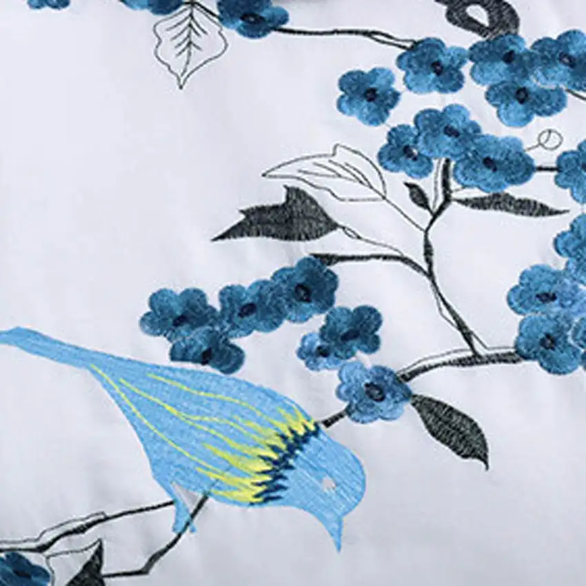 Blue and White Queen 100% Cotton 200 Thread Count Washable Duvet Cover Set Photo 2