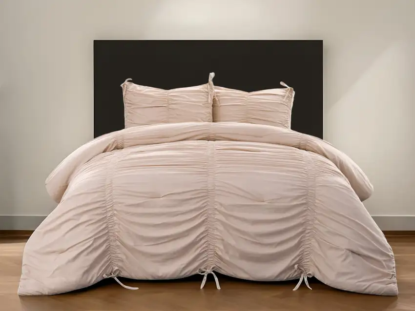 Blush King Polyester 180 Thread Count Washable Down Comforter Set Photo 1