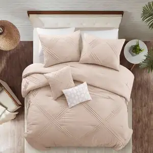 Photo of Blush King Polyester 140 Thread Count Washable Down Comforter Set