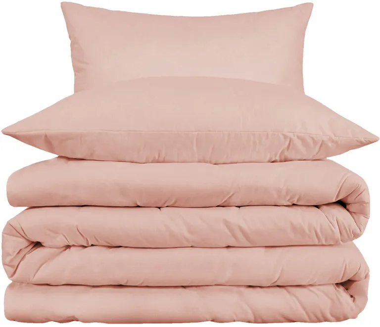 Blush Queen Cotton Blend Washable Duvet Cover Set Photo 1