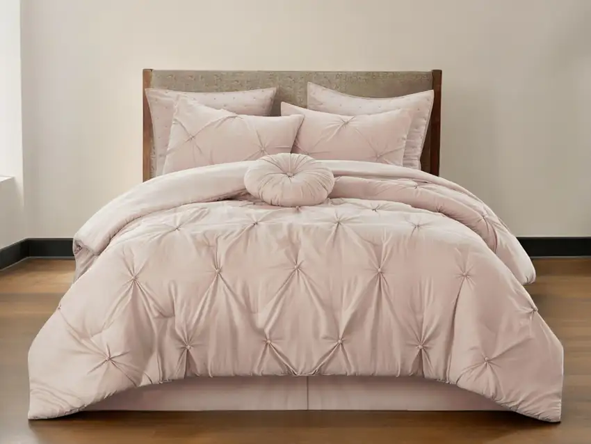 Blush Queen Polyester 180 Thread Count Washable Down Comforter Set Photo 1