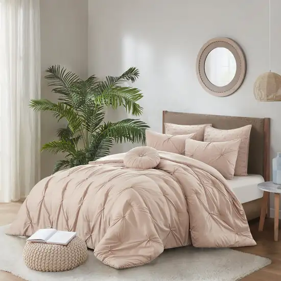 Blush Queen Polyester 180 Thread Count Washable Down Comforter Set Photo 9