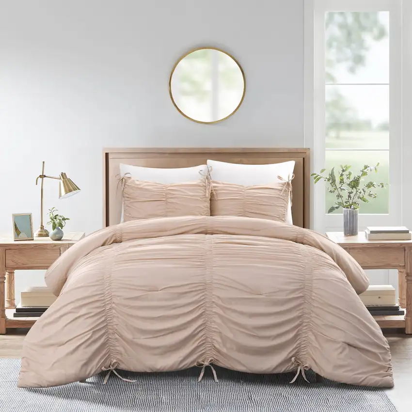 Blush Queen Polyester 180 Thread Count Washable Down Comforter Set Photo 7