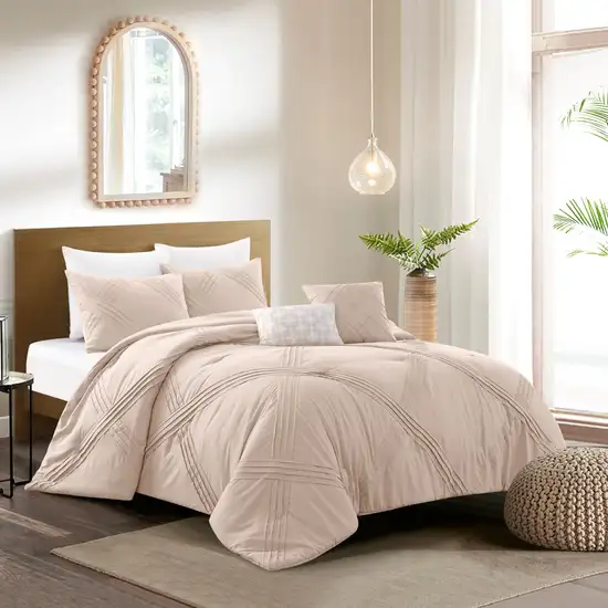 Blush Queen Polyester 180 Thread Count Washable Down Comforter Set Photo 4