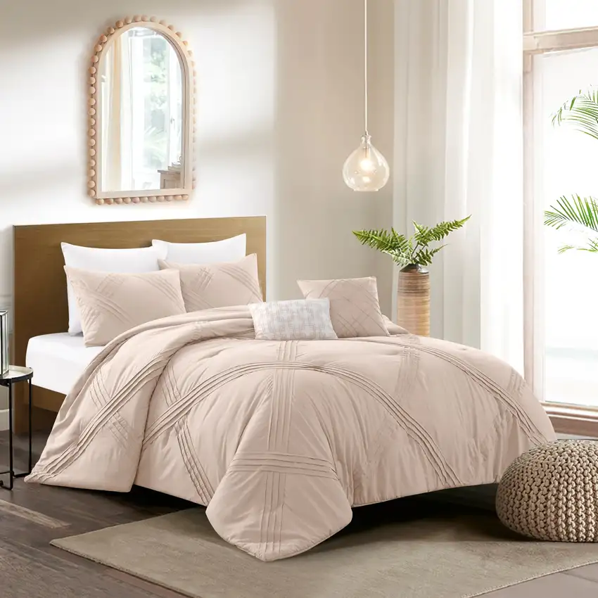Blush Queen Polyester 180 Thread Count Washable Down Comforter Set Photo 4