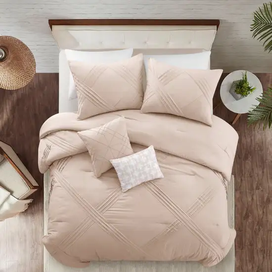 Blush Queen Polyester 180 Thread Count Washable Down Comforter Set Photo 5
