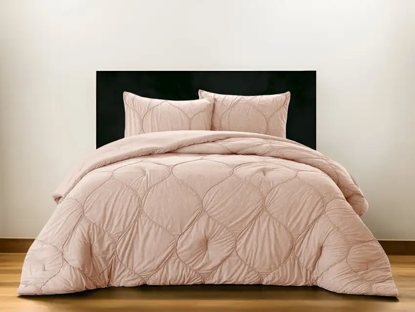Blush Queen Polyester 180 Thread Count Washable Down Comforter Set Photo 1