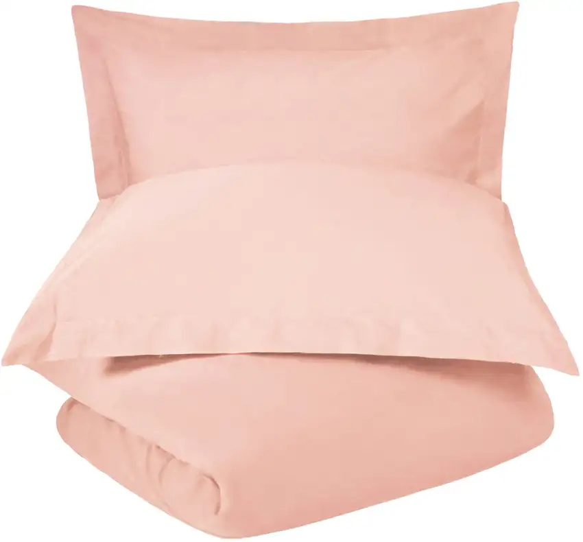 Blush Twin Cotton Washable Duvet Cover Set With Sham Photo 1