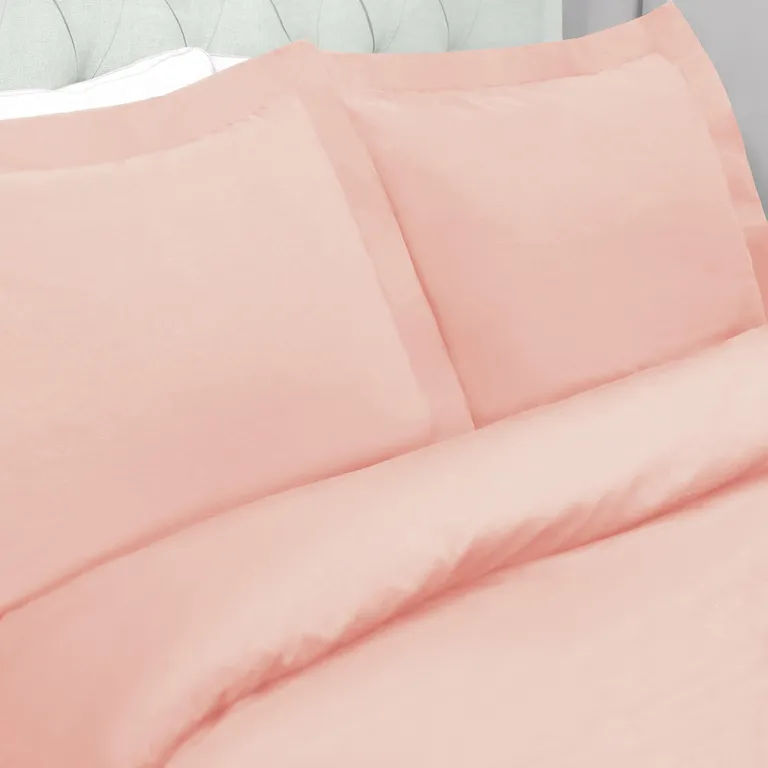 Blush Twin Cotton Washable Duvet Cover Set With Sham Photo 2