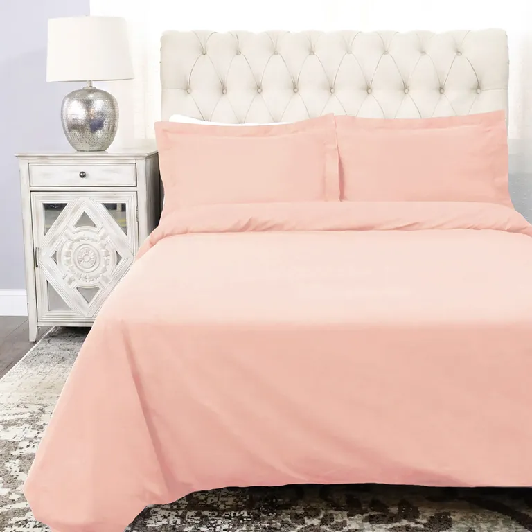 Blush Twin Cotton Washable Duvet Cover Set With Sham Photo 4